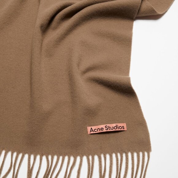 NEW Acne Studios Fringe wool scarf -Caramel brown#SC49* - Picture 6 of 8